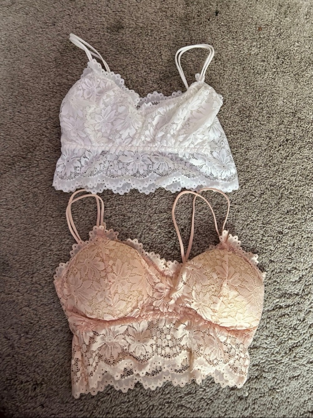 Lace Bralette Set - White and Cream
